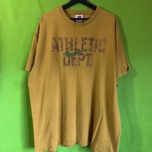 Vintage Nike Team Athletic Dept T Shirt XXL Gold Yellow Sports Swoosh Graphic